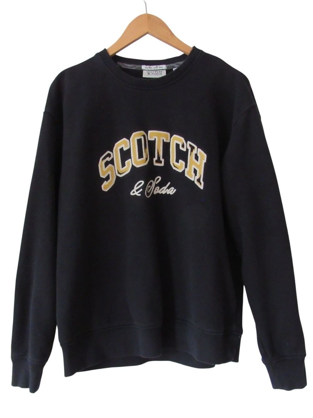 Scotch And Soda Relaxed Fit Graphic Fleece Sweatshirt Medium Black Logo Spellout
